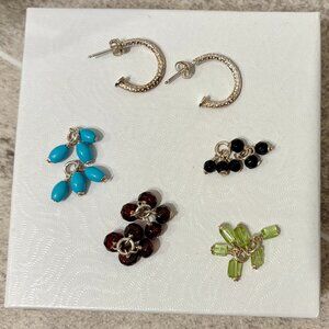 5-in-1 genuine sterling silver earrings with semiprecious stone charms